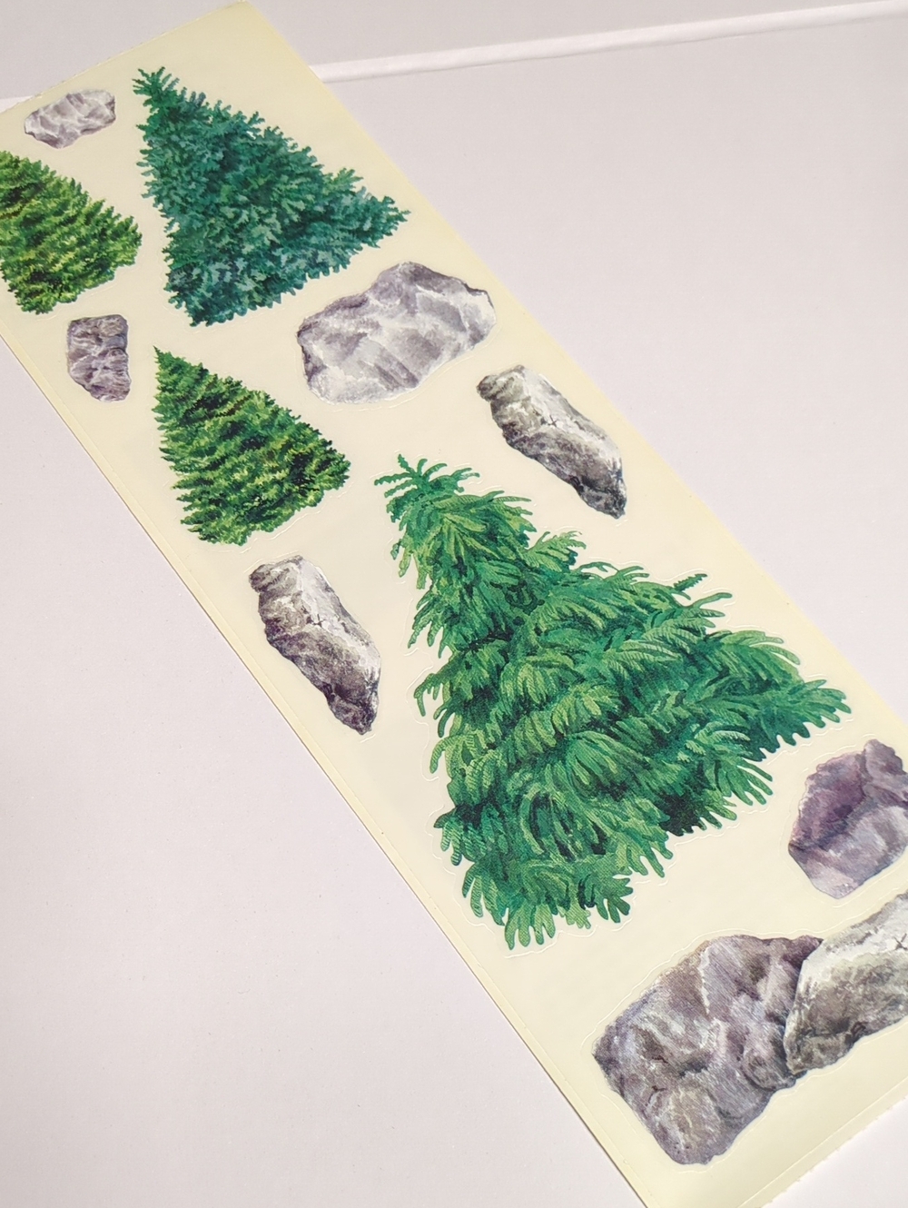☀️VTG Sandylion Evergreen Trees & Rocks Horizon Sticker Border Strip Retro 90s